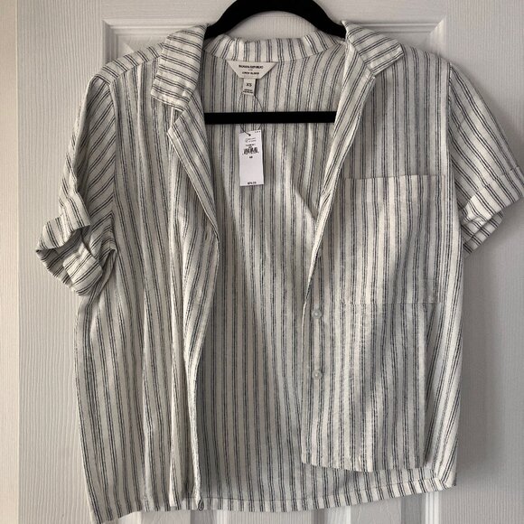 Banana Republic White Stripe Linen-Blend Shirt XS NWT - Picture 5 of 8